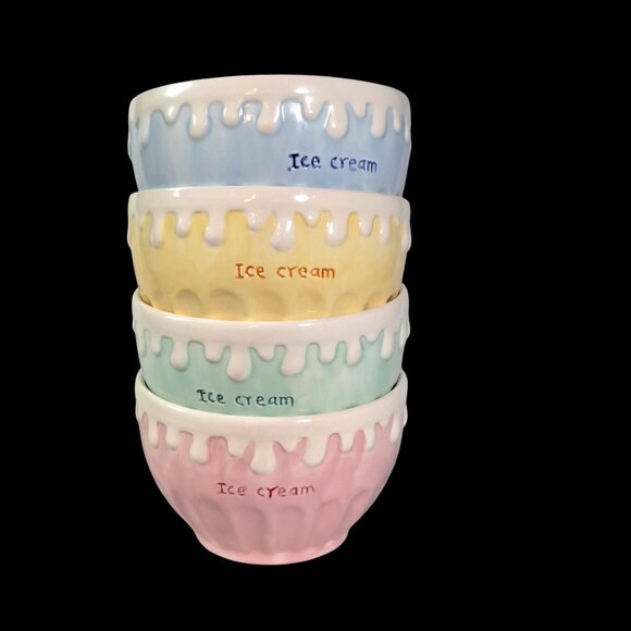 Vintage Ceramic Ice Cream Bowls Set of 4 Made Exclusively for JM Smuckers Co - Picture 1 of 13